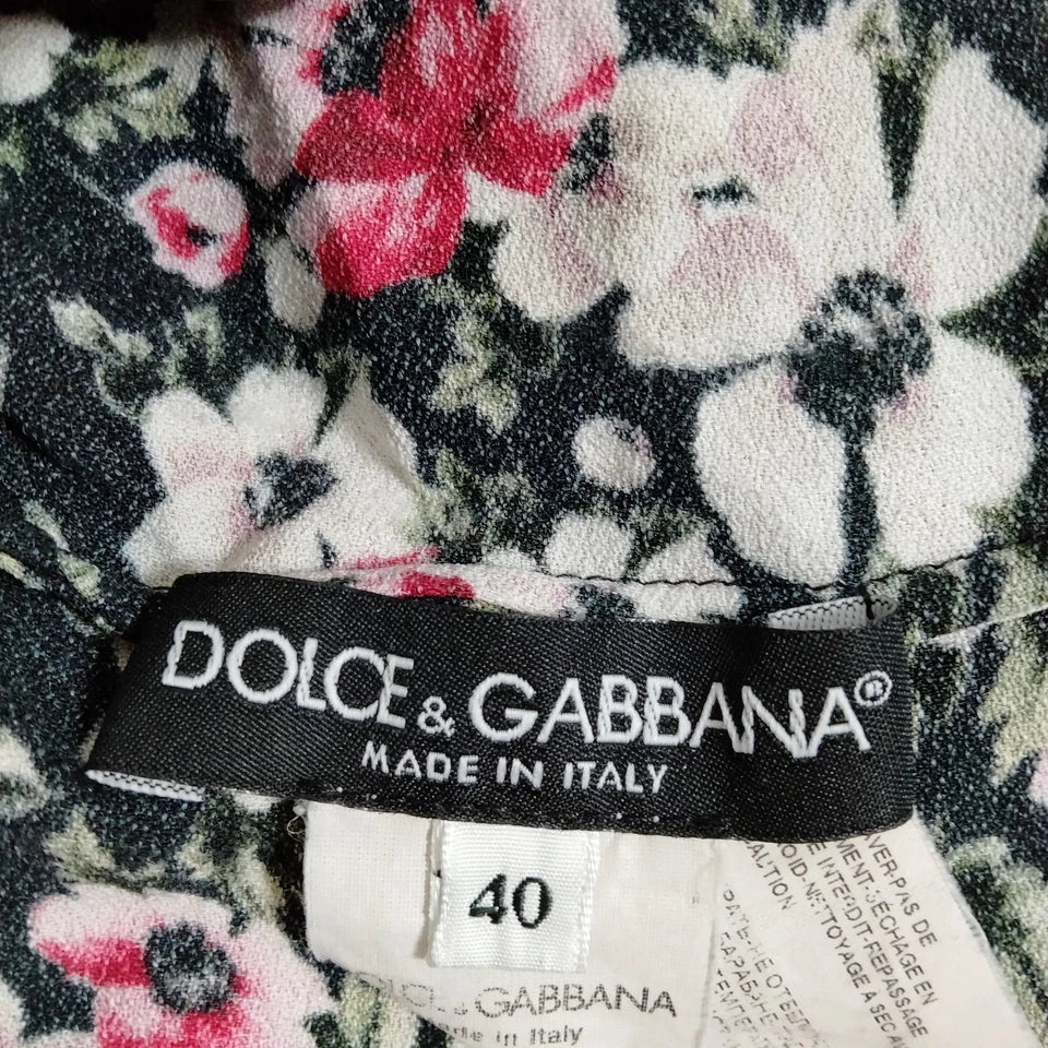 DOLCE&GABBANA ITALY. Black Rayon Floral Top