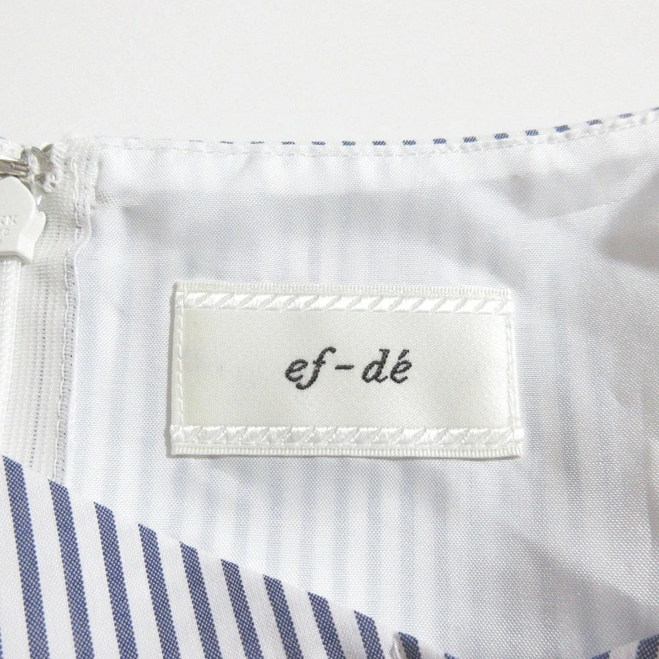 ef-de JAPAN. Cotton Sleeveless White/Navy Striped Dress