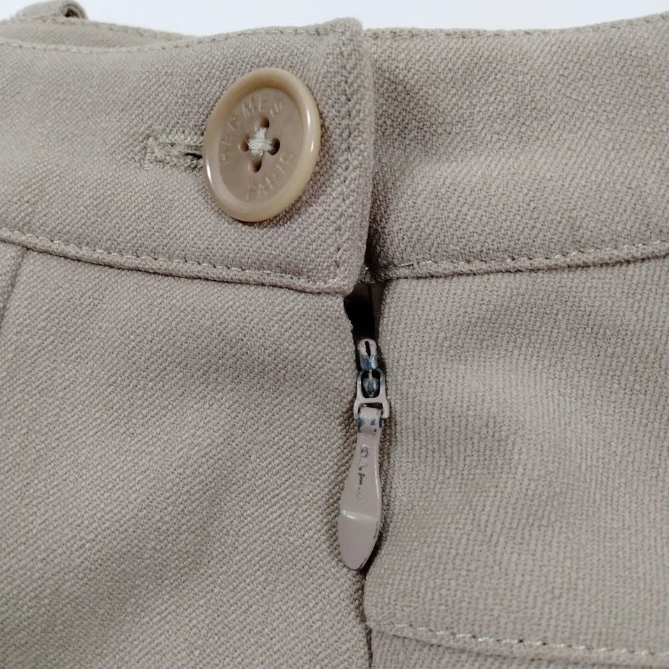 Hermes Paris. Vintage Beige Wool, Nylon, Polyurethene Skirt