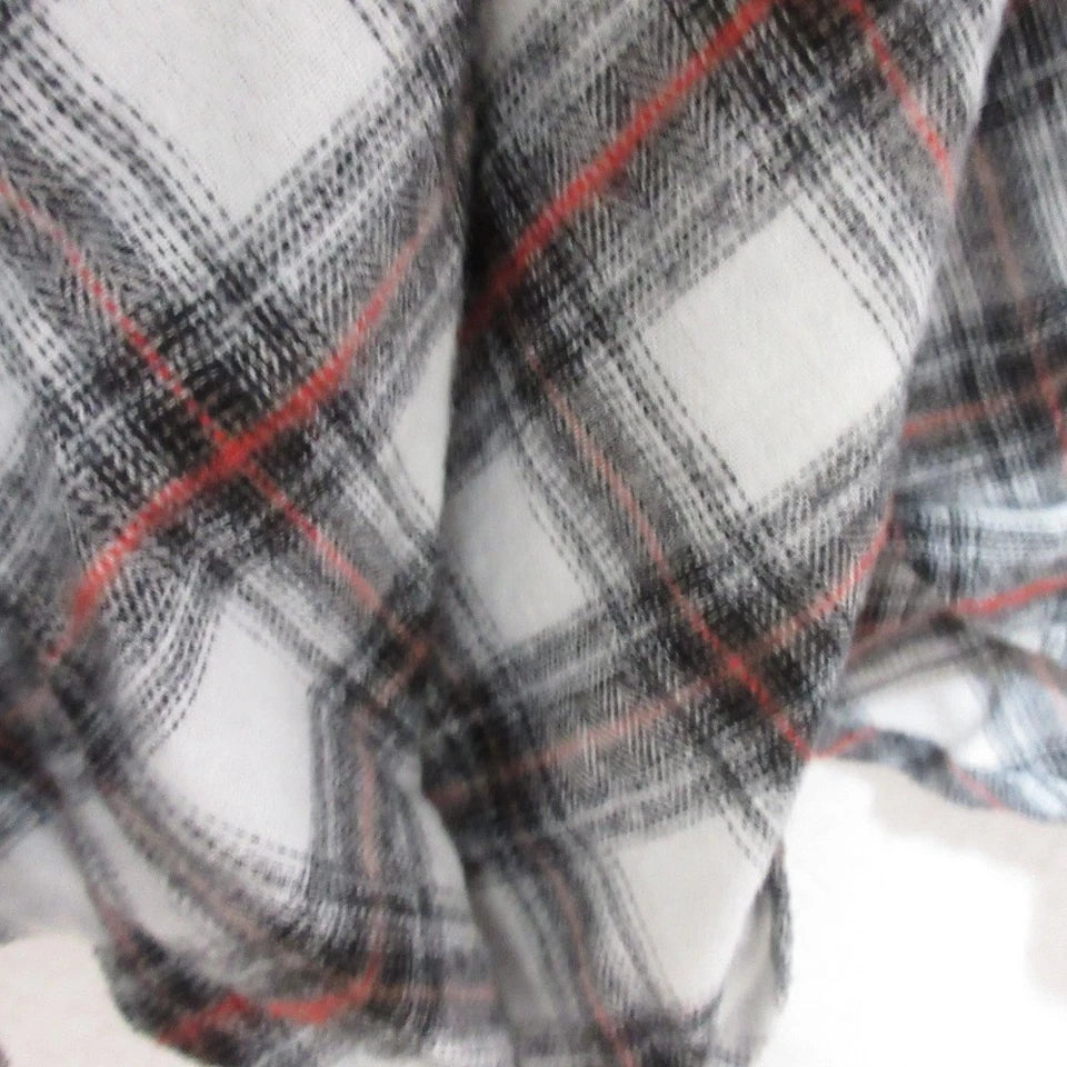 AS KNOW ANY WEAR JAPAN. Gray and Red Check Embroidered Long Sleeve Dress