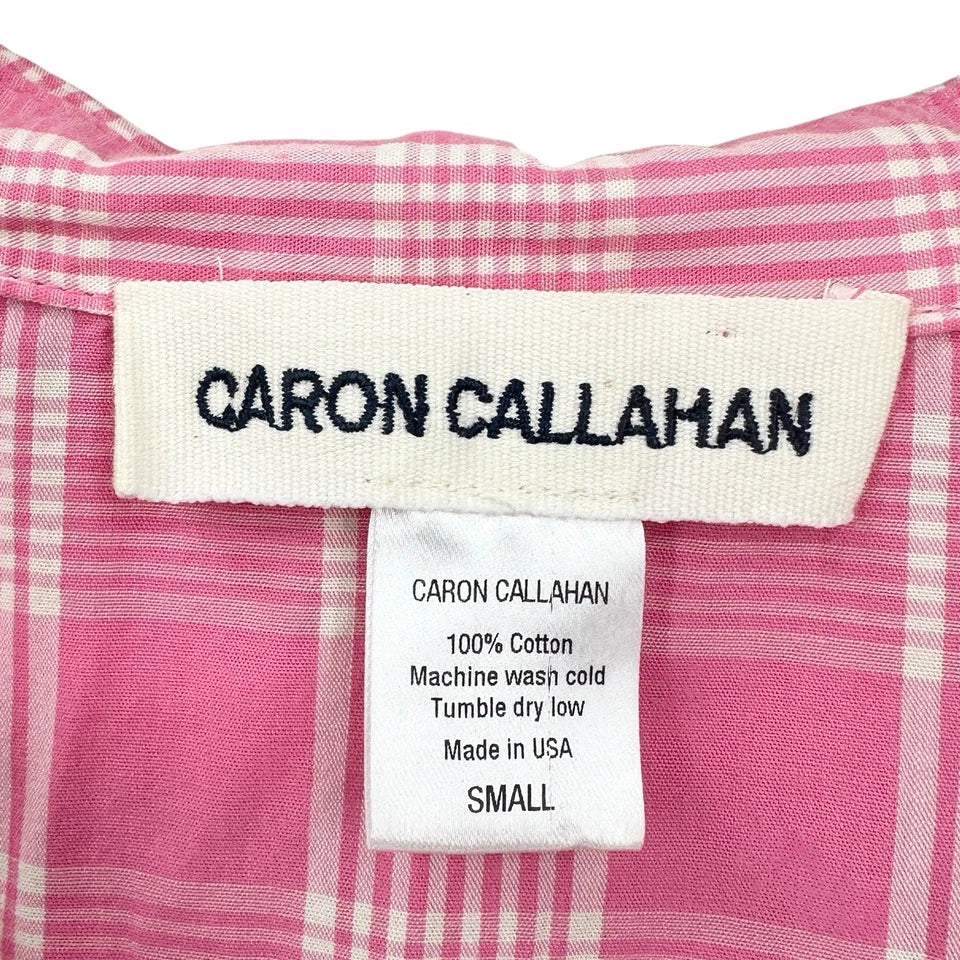 CARON CALLAHAN NYC. Pink Plaid Belted Arthur Dress