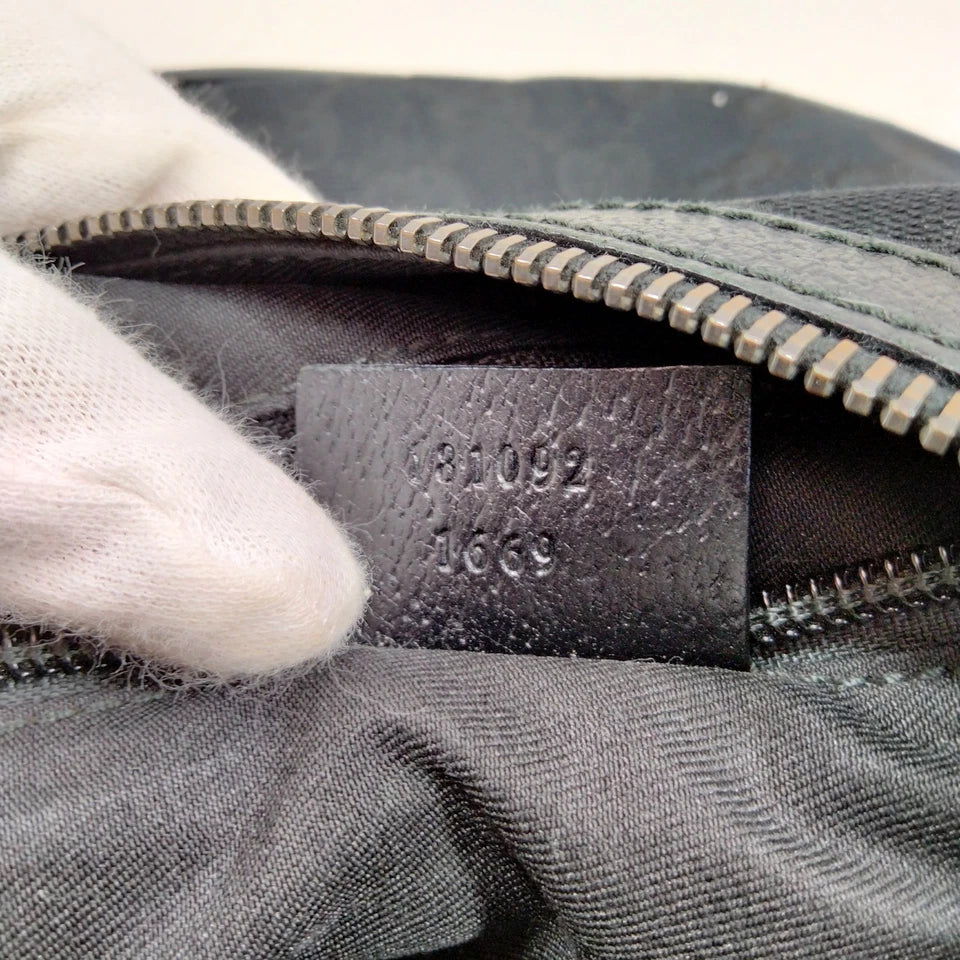 Gucci Italy. Black Canvas/Leather Logo GG Shoulder Bag