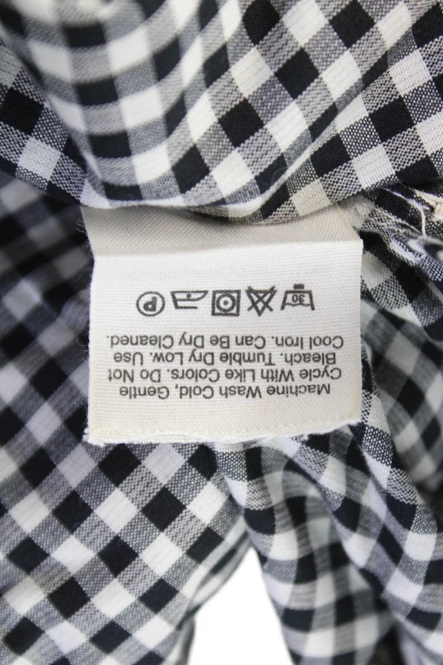 DONNA KARANA Pure DKNY. Cotton Gingham Crew Neck Long Sleeve Dress