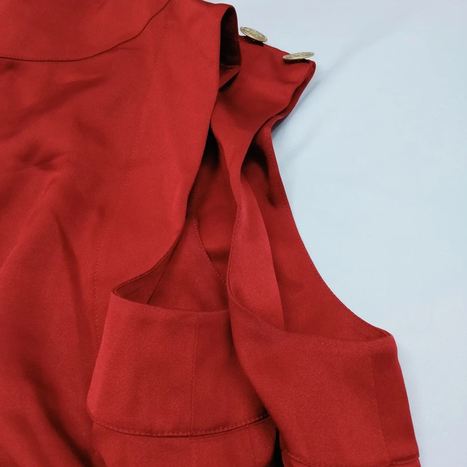 CHANEL PARIS. Vintage Burgundy Red Silk Chanel Buttons Shoulder, and Back Top