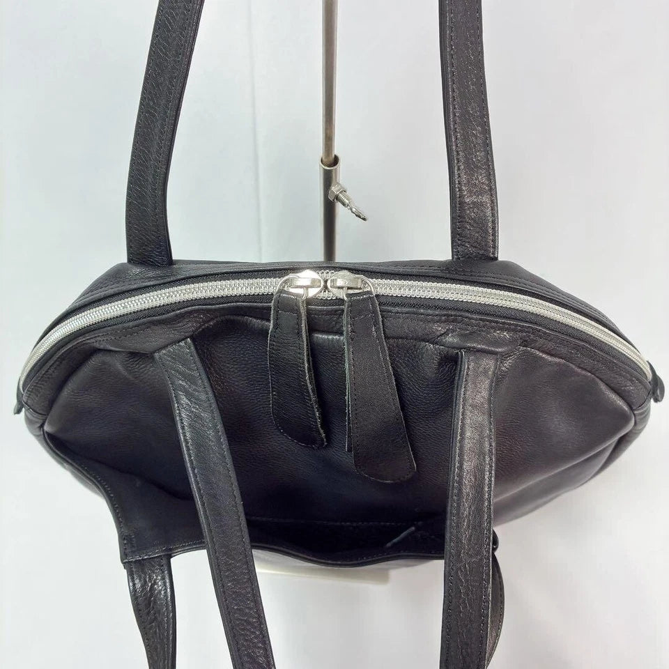 MICHIAMO JAPAN. Black Kip Leather Shoulder Bag / Tote Bag