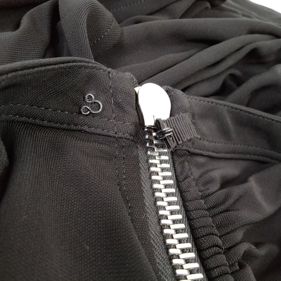 Givenchy Paris. Black Rayon Gathered, Ruched, Skirt, w/Zipper AccentS