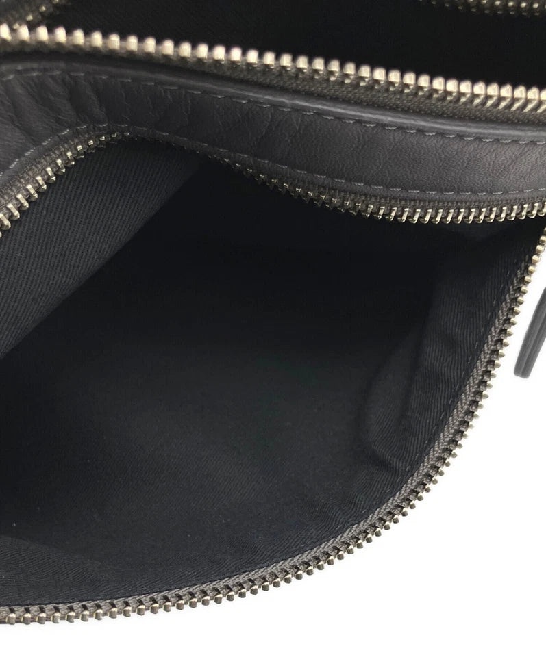 KAWA-KAWA JAPAN. Gray Leather Shoulder Bag / Crossbody Bag