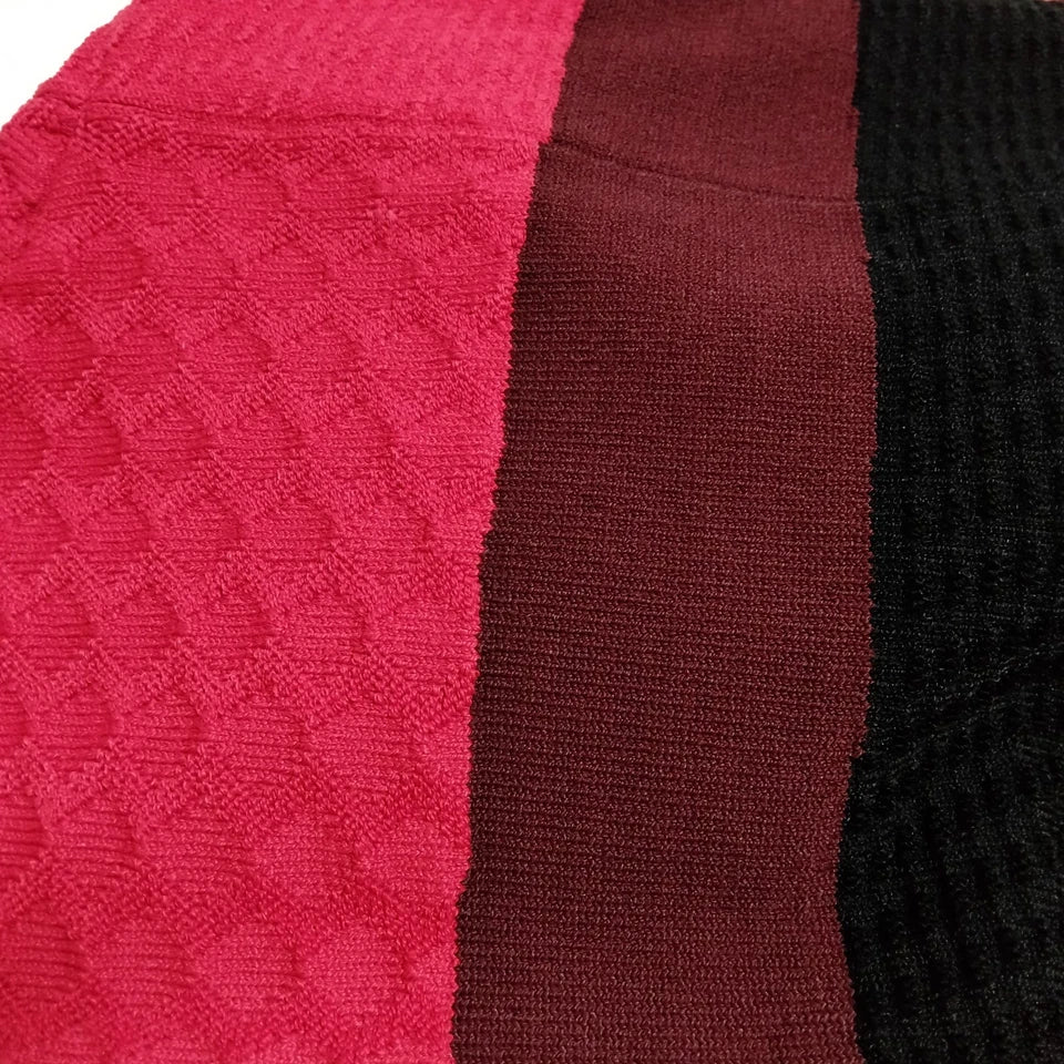 Alexander McQueen UK. Sarah Burton Designer. Textured Red/Black Rayon Fabric Geometric Sleeveless Dress
