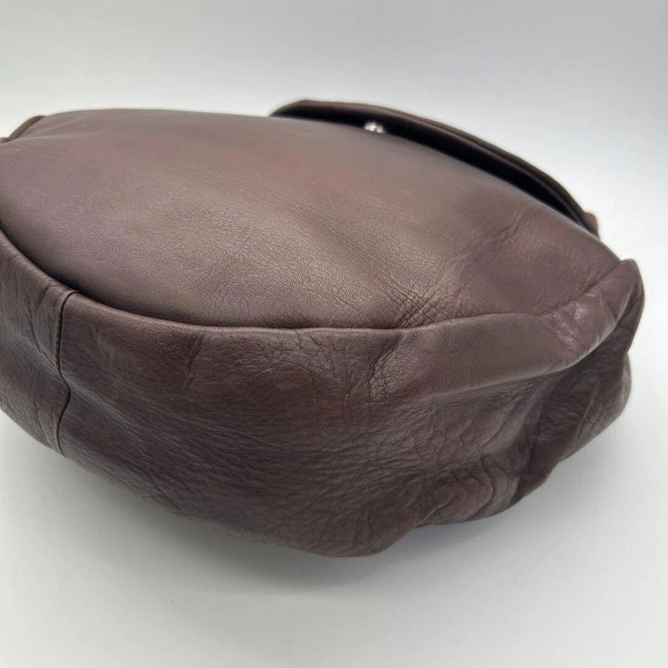 MICHIAMO JAPAN. Brown Lambskin Leather Shoulder Bag Hand Bag w/Shoulder Strap