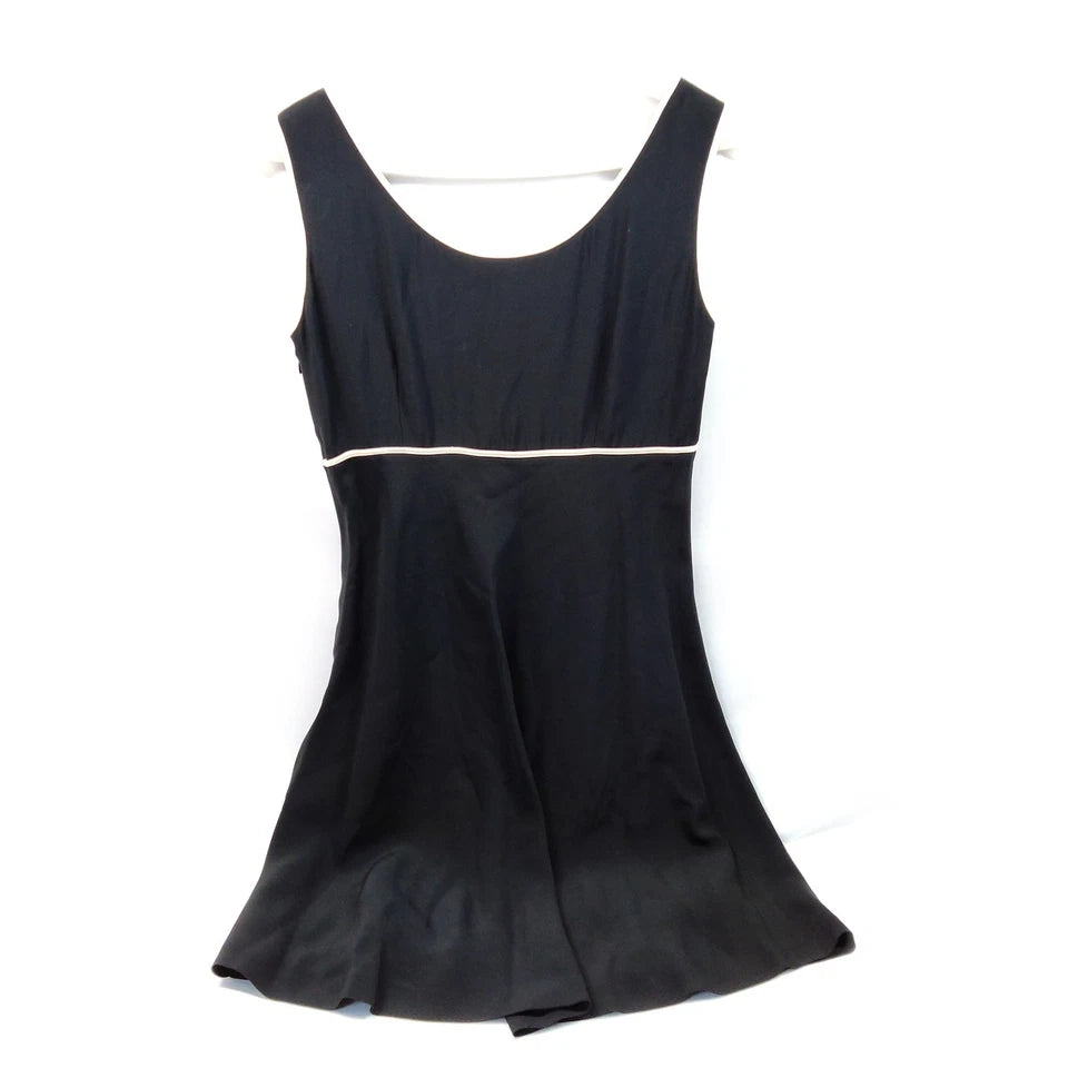 Fendi Italy. Black w/White Accents Acetate Rayon Cupro Dress