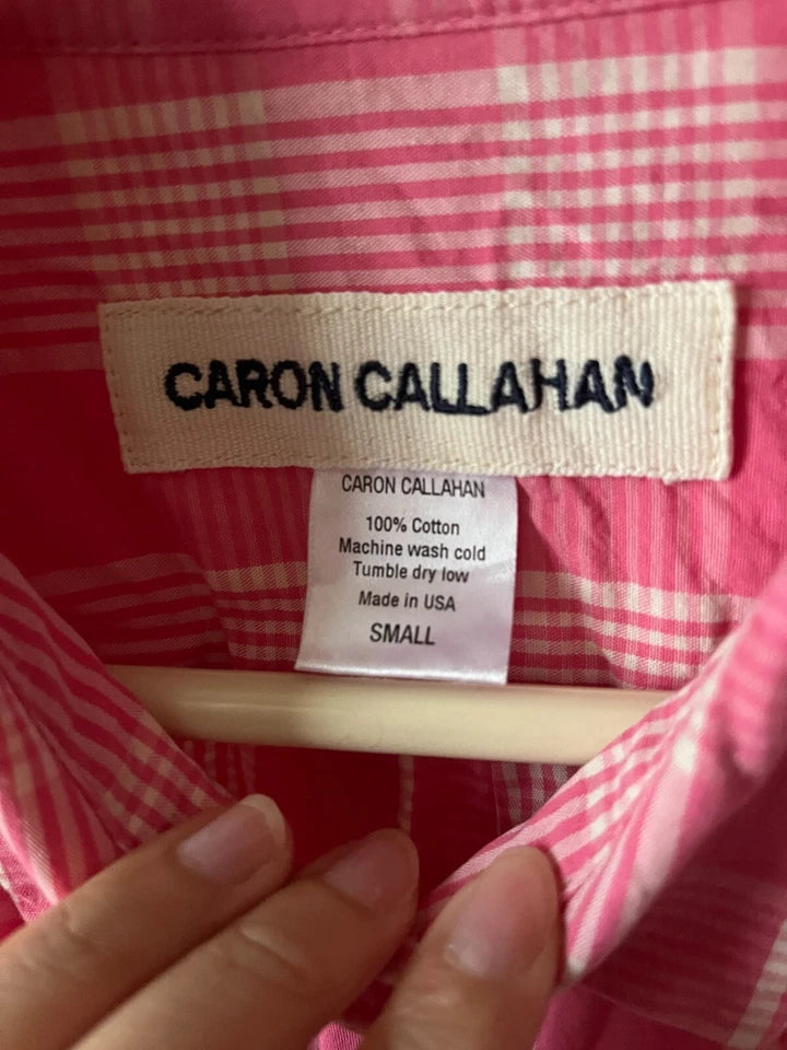 Caron Callahan NYC. Alice Shirt Pink Plaid