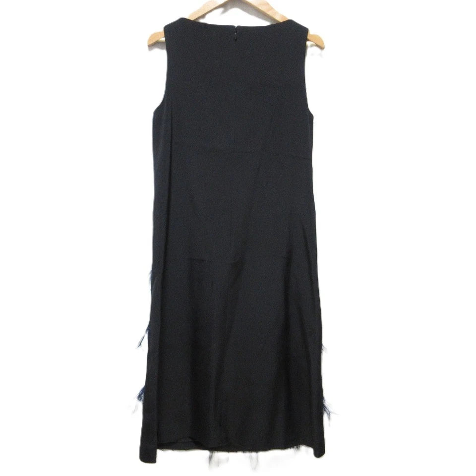 HUISHAN ZHANG JAPAN Black 100% Silk Sleeveless Feather Dress