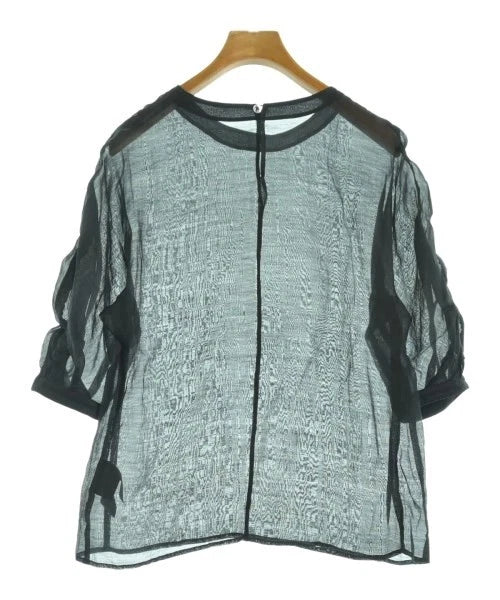 NOBLE JAPAN. Black Semi Sheer Linen Blend Blouse