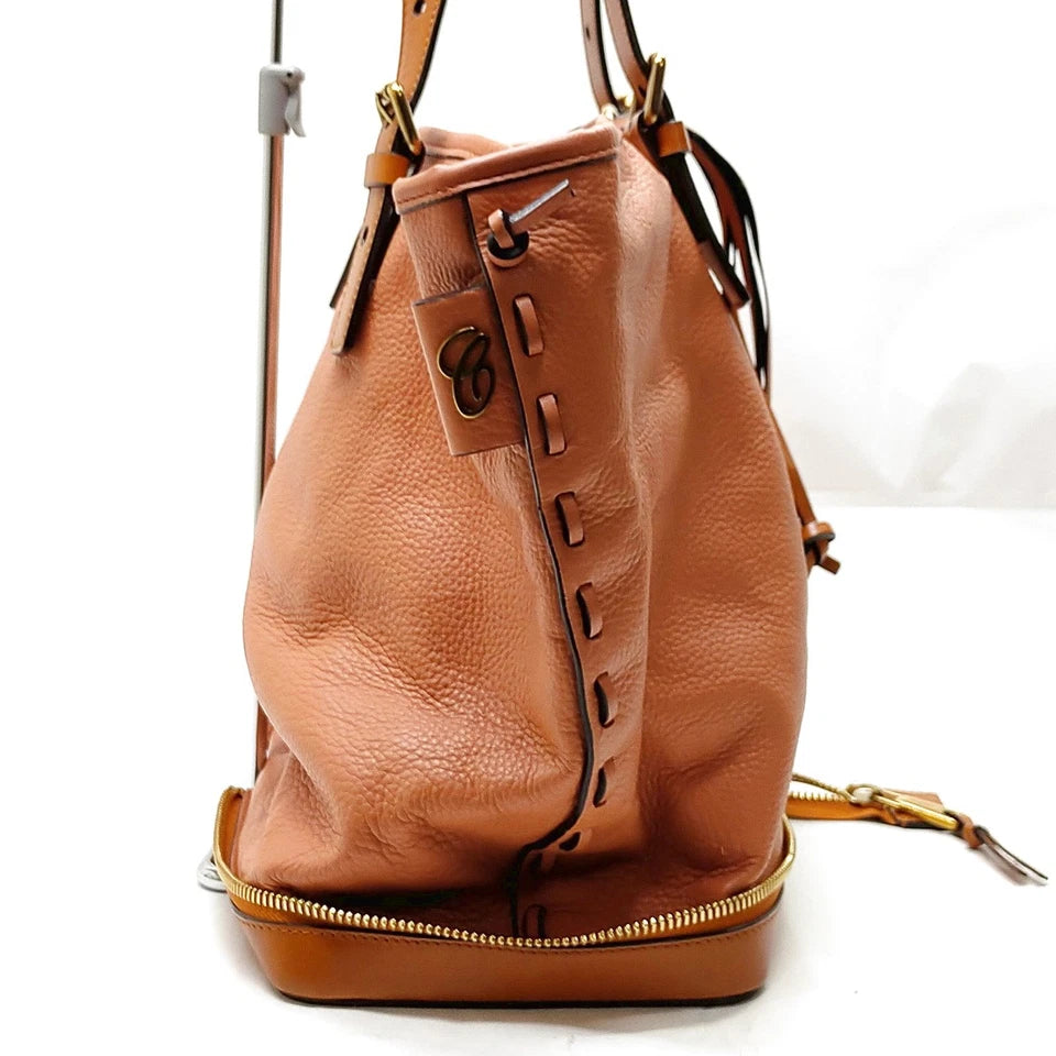 Chloe Paris. Burnt Sienna Color Leather Rare Zipper Shoulder Bag / Tote Bag