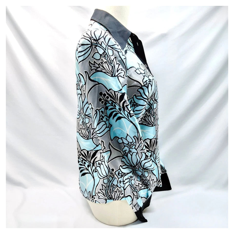 Prada Italy. Vintage Silk Abstract Print Blouse