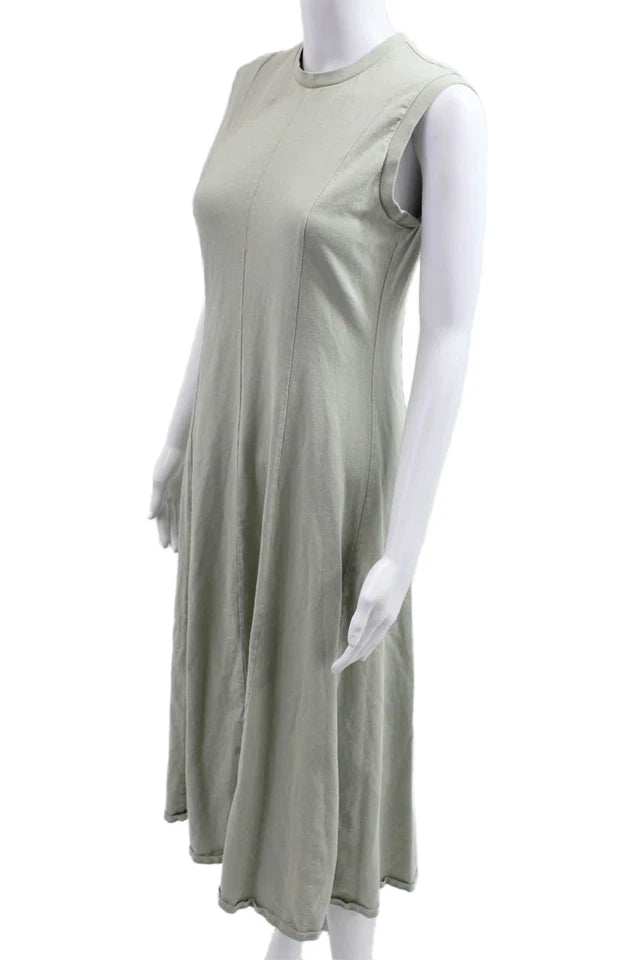 Calvin Klein NYC. Light Khaki Color Cotton Sleeveless Midi A-Line Tank Dress