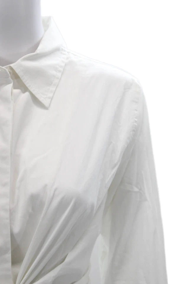 Donna Karan New York White Collared Long Sleeve Button-Up Blouse