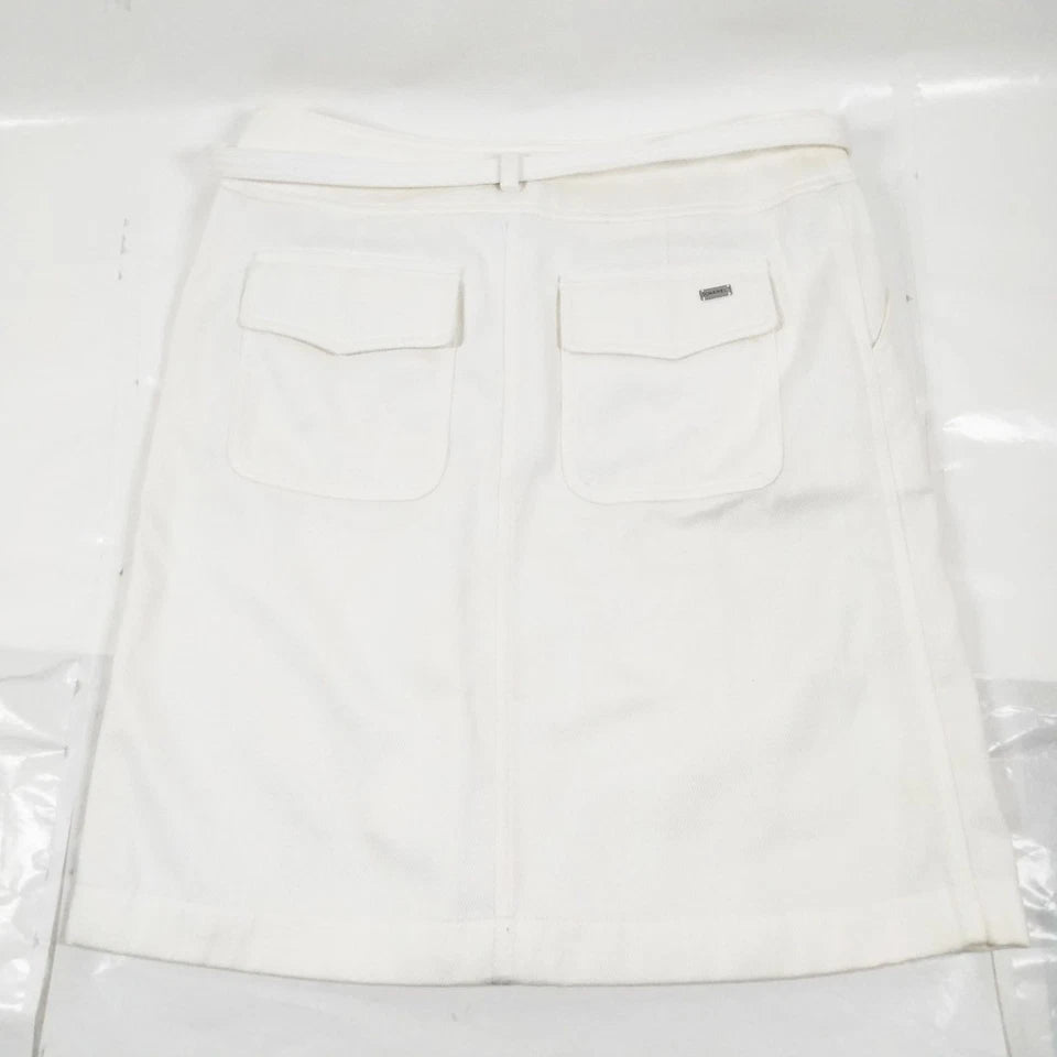 Chanel Paris. Vintage White Cotton Belted Logo Skirt