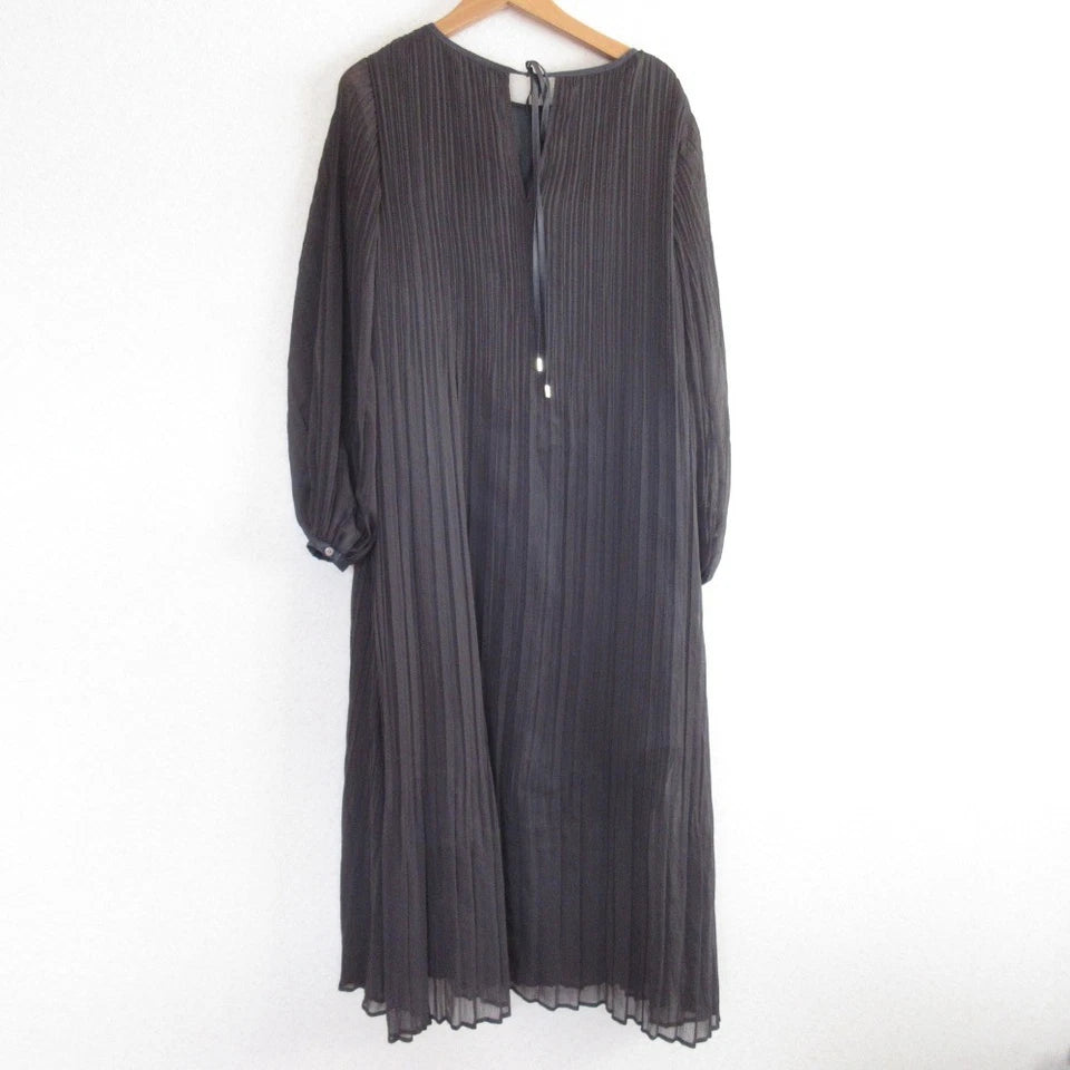 nano universe JAPAN. LB.03 Charcoal Color Semi-Sheer Pleated Dress
