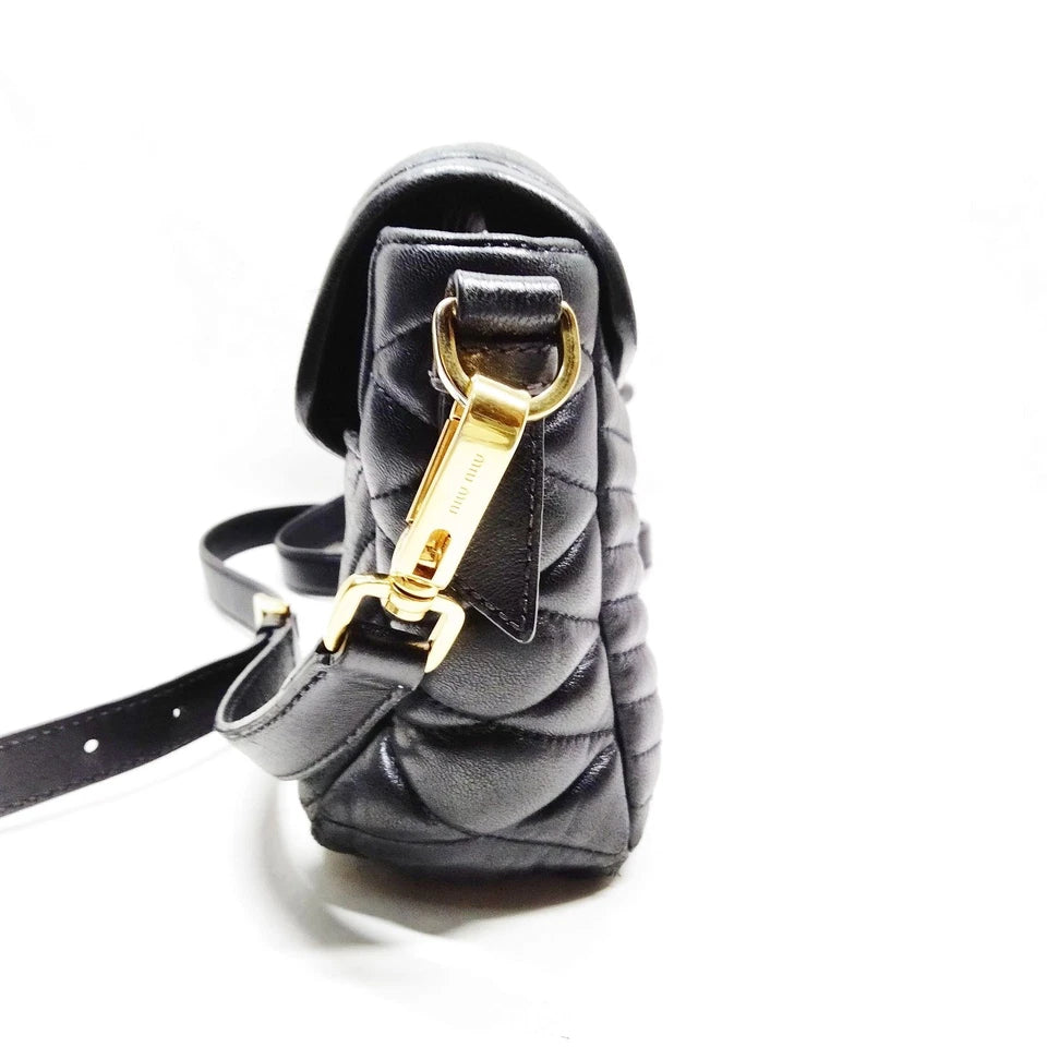 Miu Miu Italy. Black Leather Shoulder Bag / Crossbody/Tote Bag