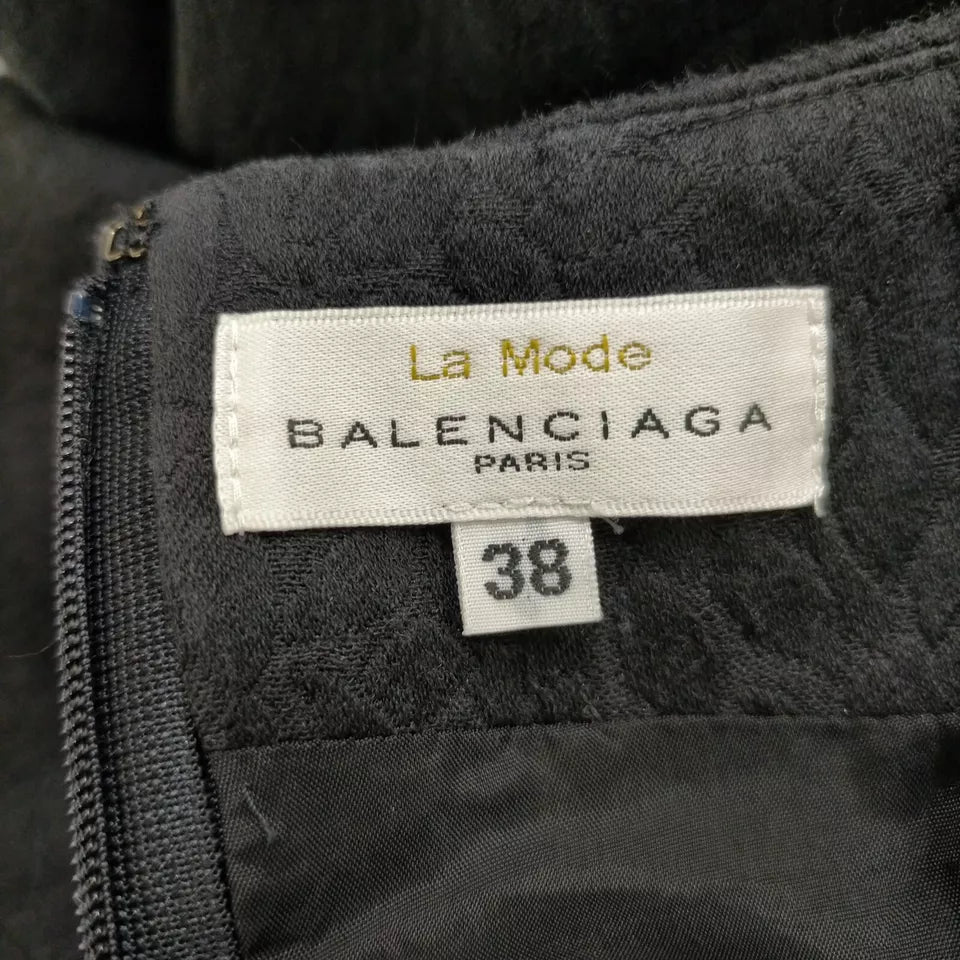 BALENCIAGA Paris. Vintage Black Nylon/Cupro Sheath Sleeveless Dress