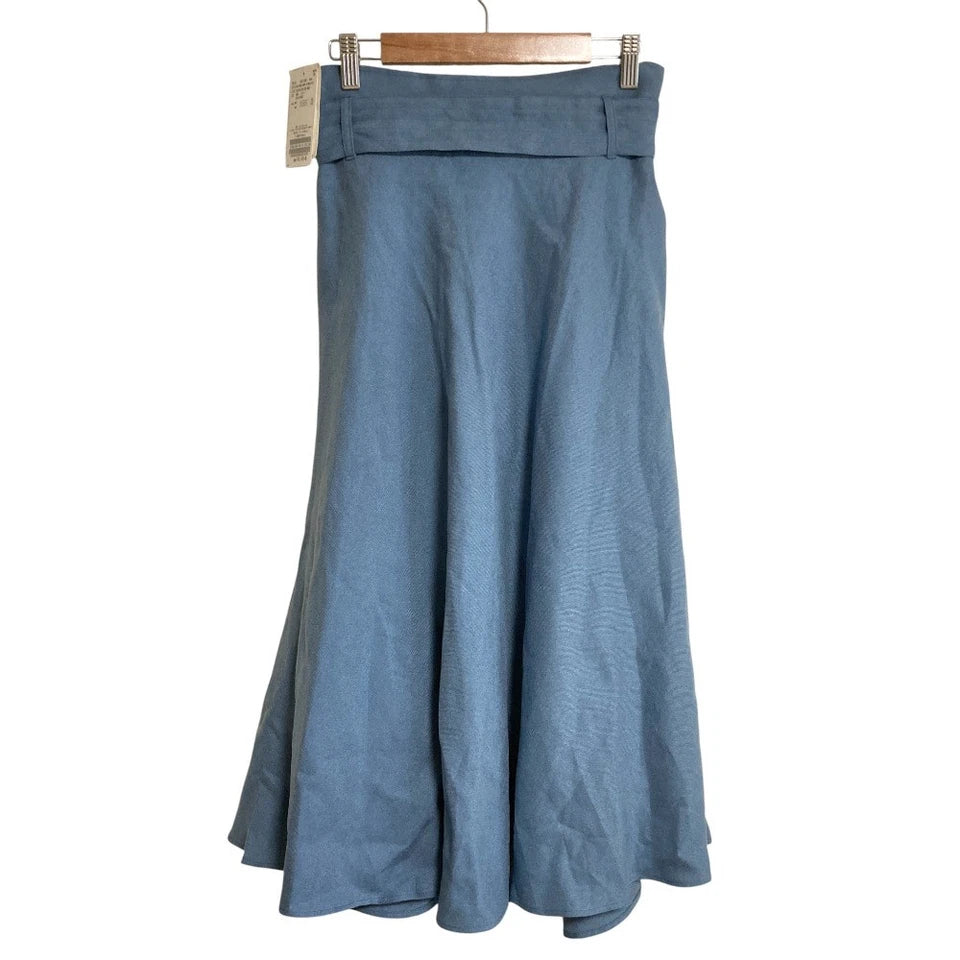 NOBLE JAPAN. NEW W/TAG Blue Wrap-Style Flared Skirt