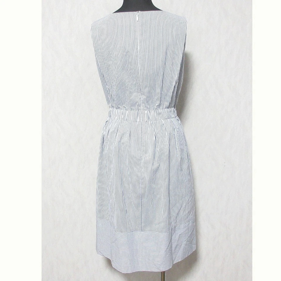 ef-de JAPAN. Cotton Sleeveless White/Navy Striped Dress