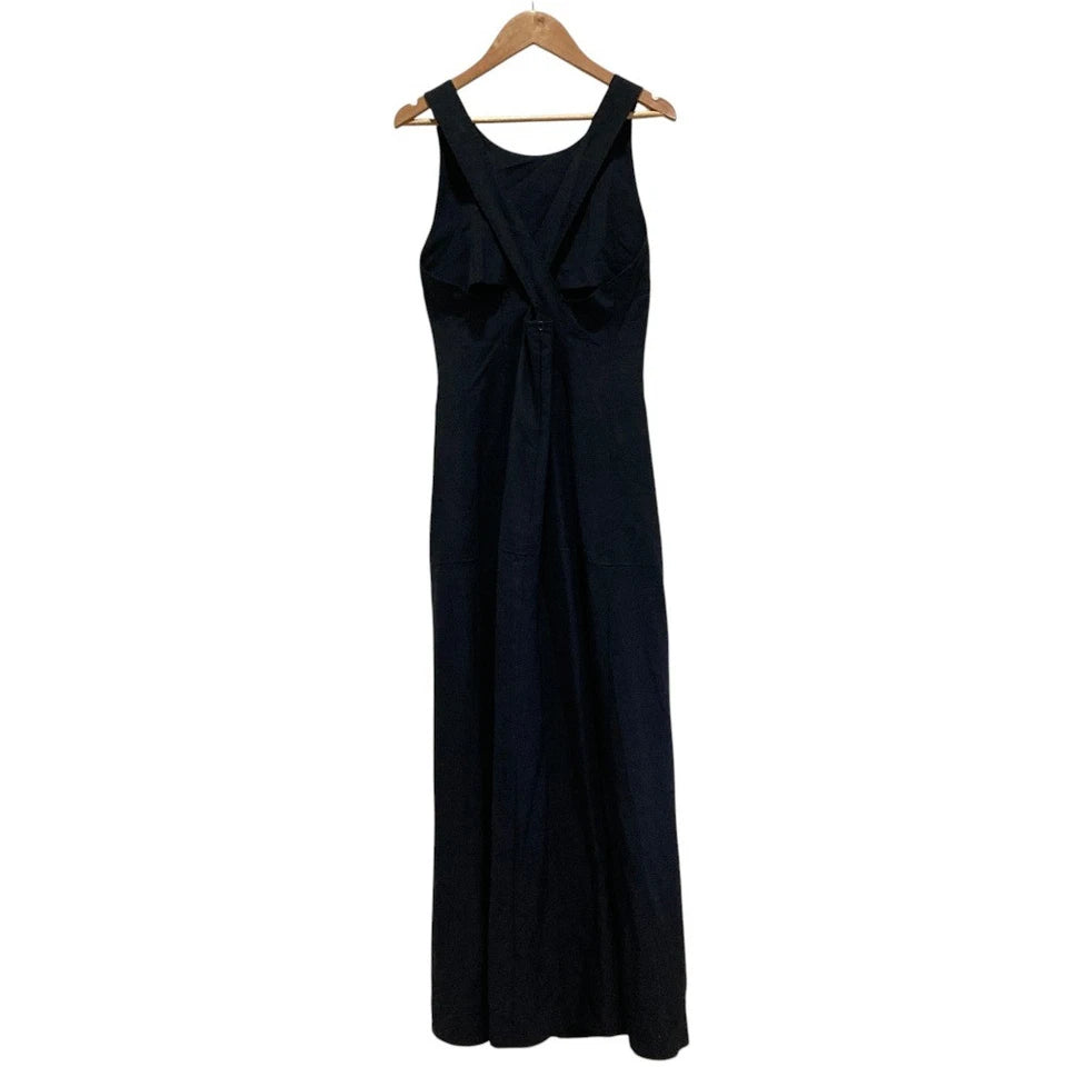 Max Mara Italy. Navy Pura Seta Silk Sleeveless Maxi Dress