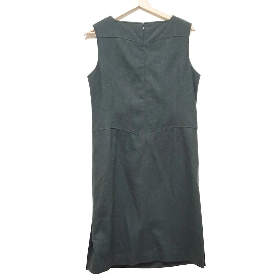 COURREGES PARIS. Wool Blend Khaki Dark Gray Dress