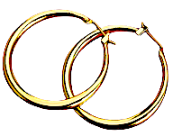 Gold Plated Round Medium Pair Hoop Shiny 1.5" Size Dangle Earrings