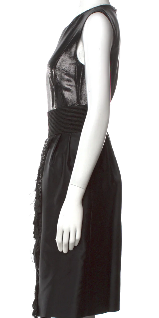 Alberta Ferretti Italy. Black Silk Knee-Length Dress