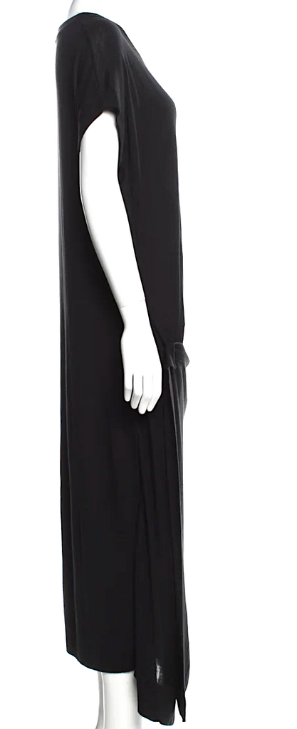 Lemaire Paris. Black Crew Neck Long Viscose Dress