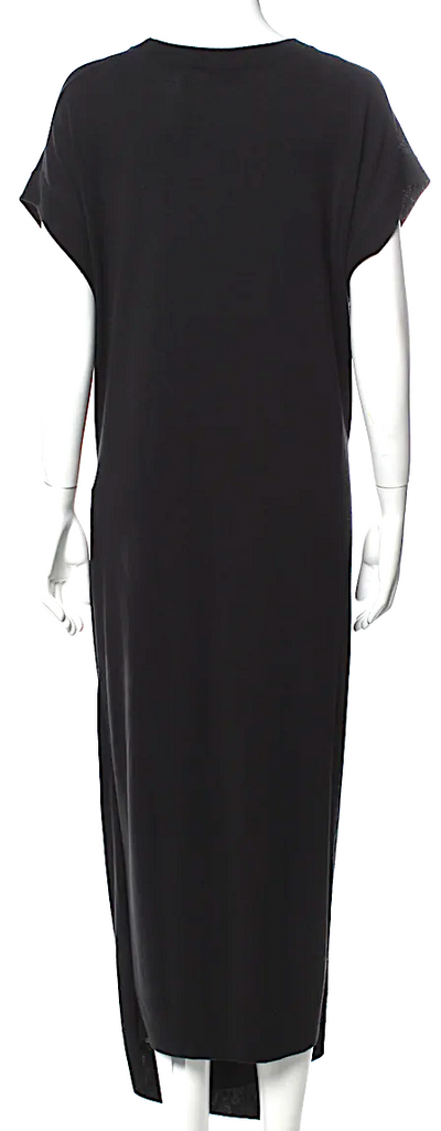 Lemaire Paris. Black Crew Neck Long Viscose Dress