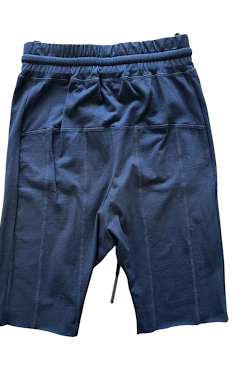Barbara I Gongini Copenhagen. NEW/W/O Tag. Black Cotton Dropped Shorts Leather Panels Unisex