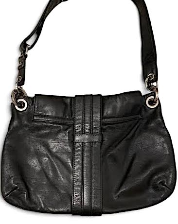 Lanvin Paris. Black Lambskin Soft Leather Shoulder Bag with Silver Hardware