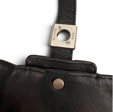 Lanvin Paris. Black Lambskin Soft Leather Shoulder Bag with Silver Hardware