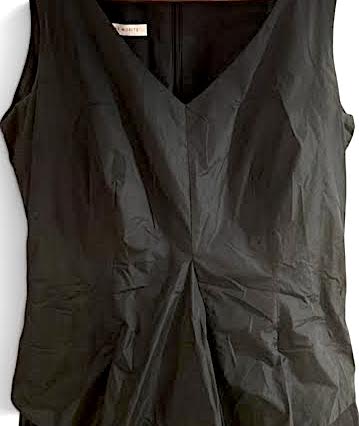 GESINE MORITZ. GERMANY. Avant Garde 1990's Designer. Black Maxi Tank Dress with Plaid Ruffles Front