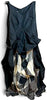GESINE MORITZ. GERMANY. Avant Garde 1990's Designer. Black Maxi Tank Dress with Plaid Ruffles Front