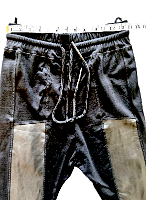 Barbara I Gongini Copenhagen. NEW/W/O Tag. Black Cotton Dropped Shorts Leather Panels Unisex