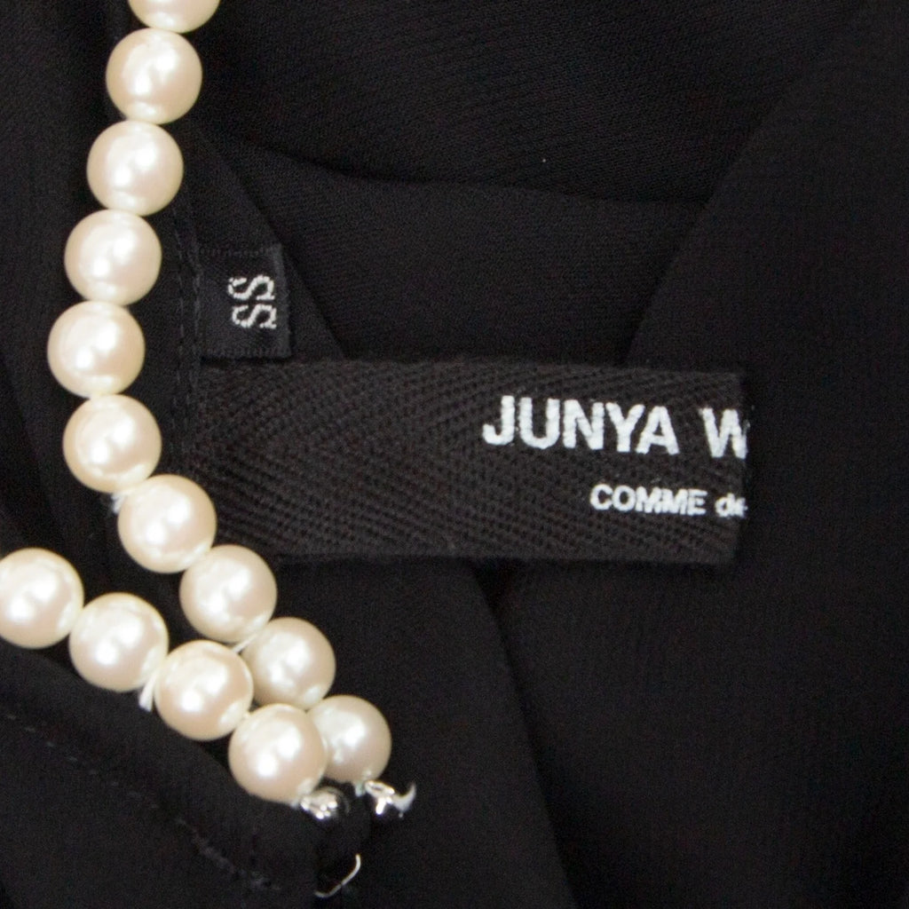 COMME DES GARCONS JUNYA WATANABE JAPAN. Black Semi-Sheer Pearl Neck Dress