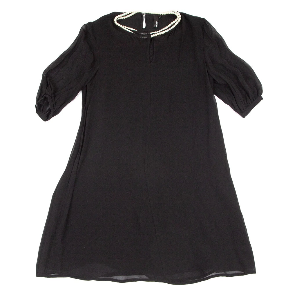 COMME DES GARCONS JUNYA WATANABE JAPAN. Black Semi-Sheer Pearl Neck Dress