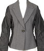HIROKO KOSHINO JAPAN. HIROKO BIS Grey Switching Herringbone Wool Cotton Jacket