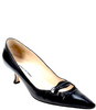 Manolo Blahnik Paris. Black Leather Pointed Toe Kitten Heel Pumps Size 40
