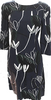 Marni Italy. Dark Blue Silk Floral Shift Dress, 3/4 Sleeve Knee