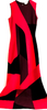 Alexander McQueen UK. Sarah Burton Designer. Textured Red/Black Rayon Fabric Geometric Sleeveless Dress