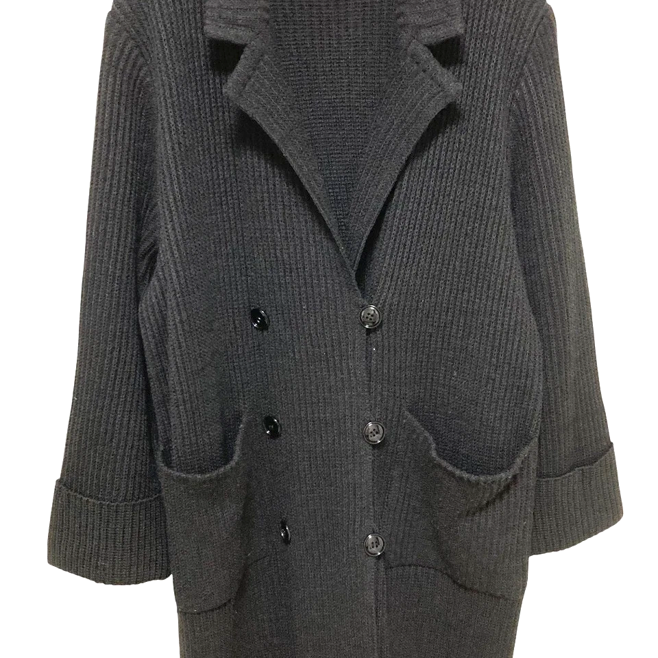 Toyoko Saito JAPAN. Black Knit Long Coat
