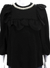 Simone Rocha London. Black Viscose Embellished Collar Round Neck 3/4 Sleeve Button Blouse