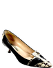 Manolo Blahnik Paris. Black Pointed Toe Animal Print Kitten Heels Size EUR 39.5