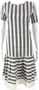Max Mara Italy. Gray Striped Linen Short Sleeve Midi Shift Dress