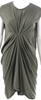 Rick Owens Paris. Lilies Green Cotton Short Sleeve Ruched Dress